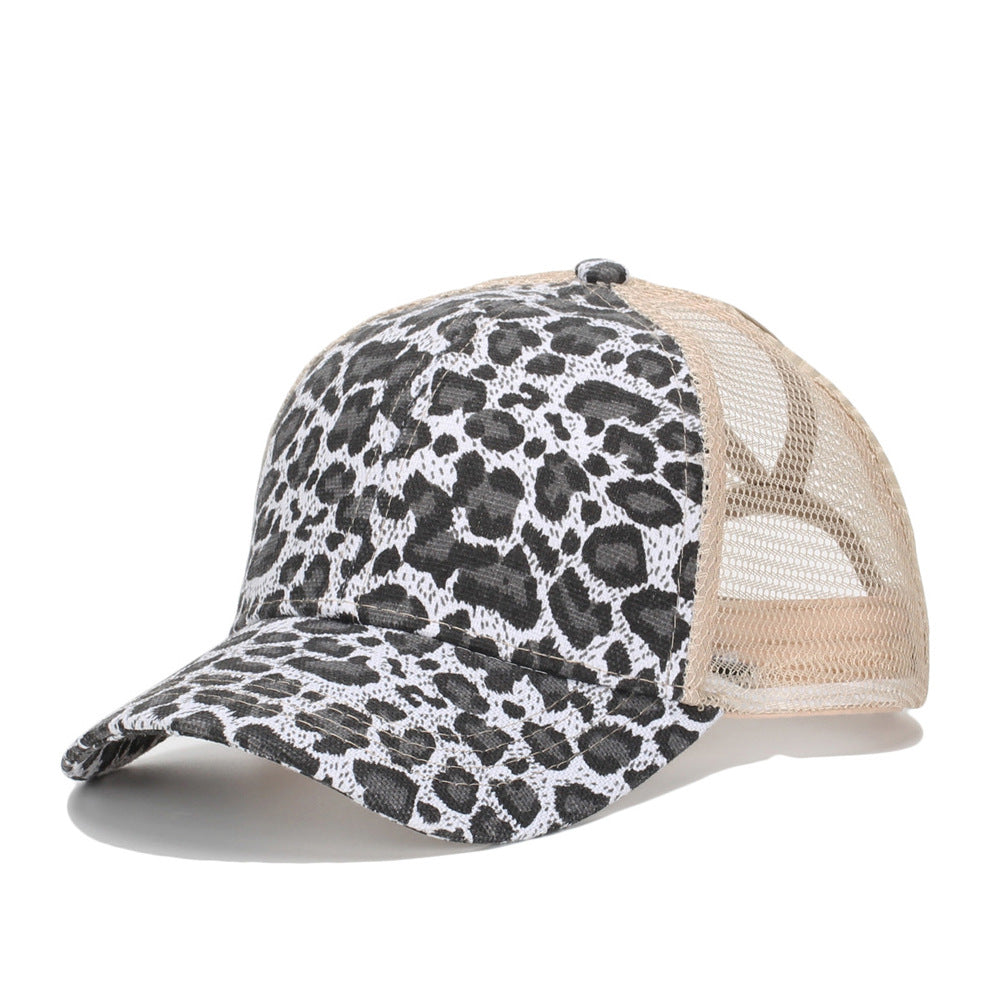 Wholesale Leopard camouflage mesh outdoor fashion sun visor high ponytail baseball cap
