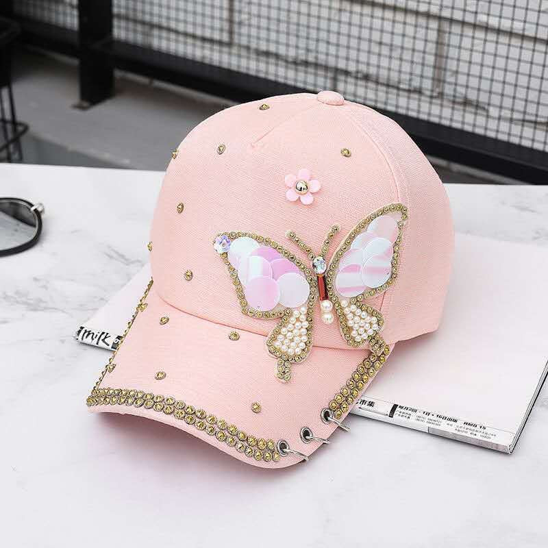 Wholesale Sequin Diamond Butterfly Baseball Mesh Cap