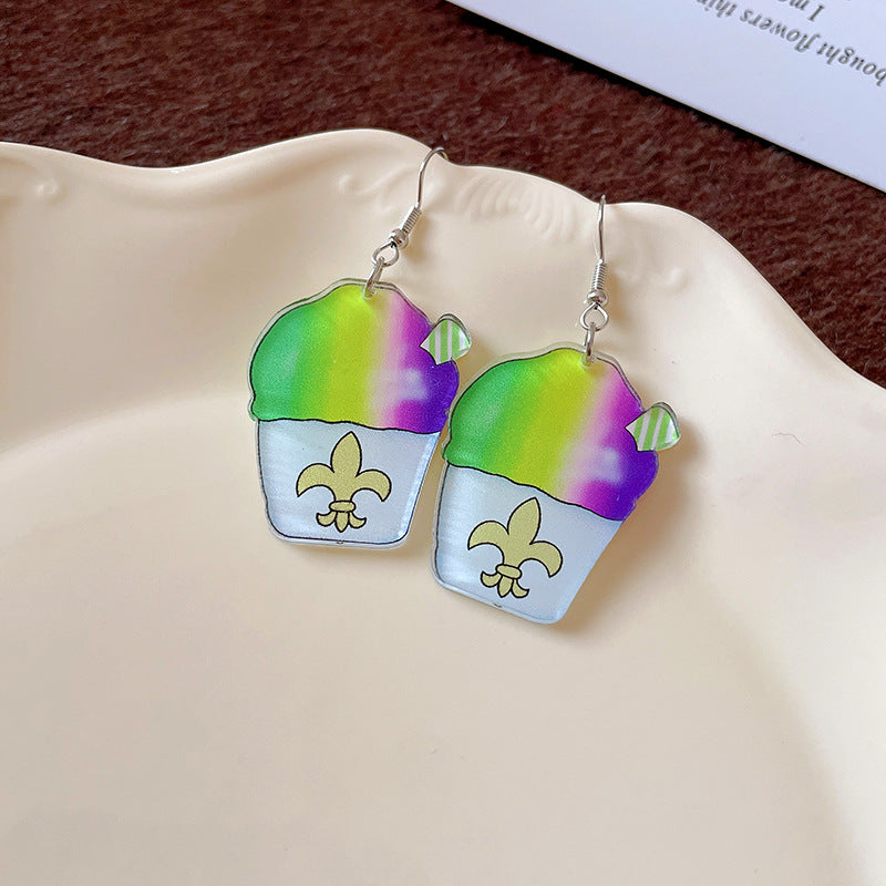 Wholesale St. Patrick's Day Cartoon Dinosaur Clown Hat Hook Carnival Party Earrings