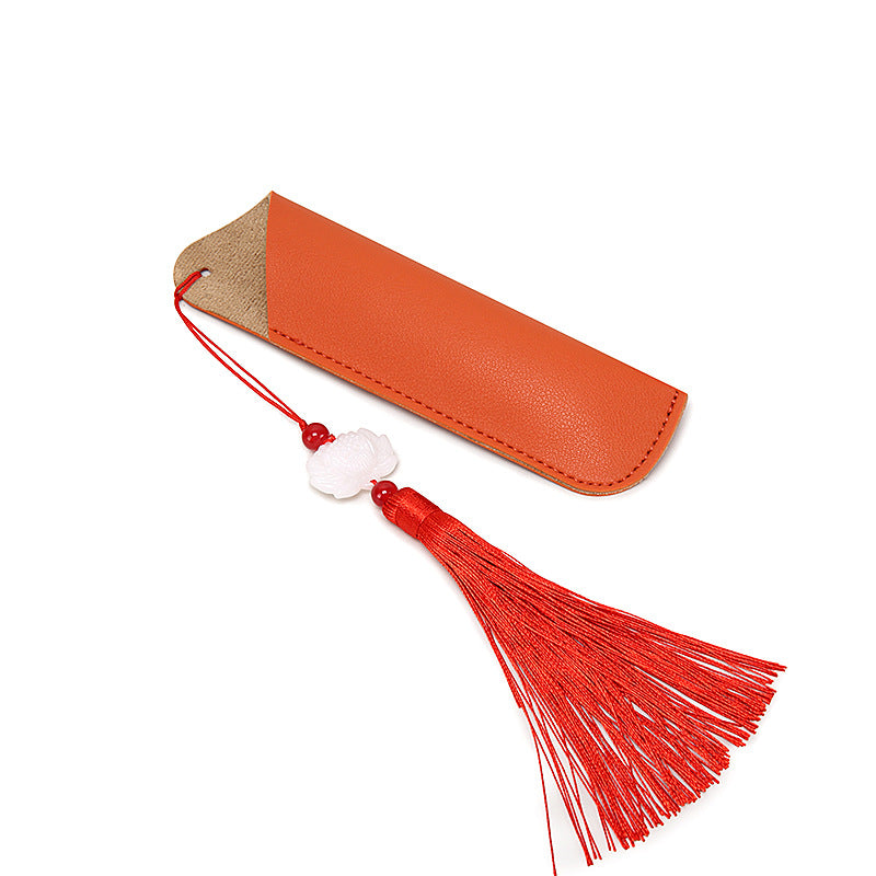 Wholesale PU Leather Creative Simple Pen Protective Cover Diy Student Solid Color Pencil Bag