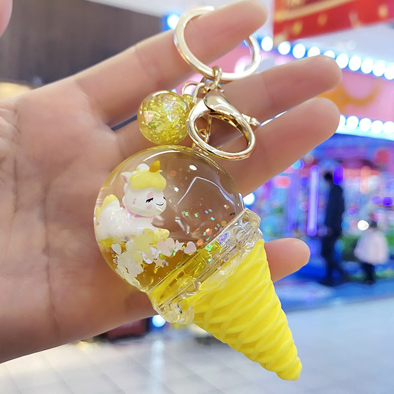 Wholesale Acrylic Ice Cream Crystal Ball Sand Flow Keychain
