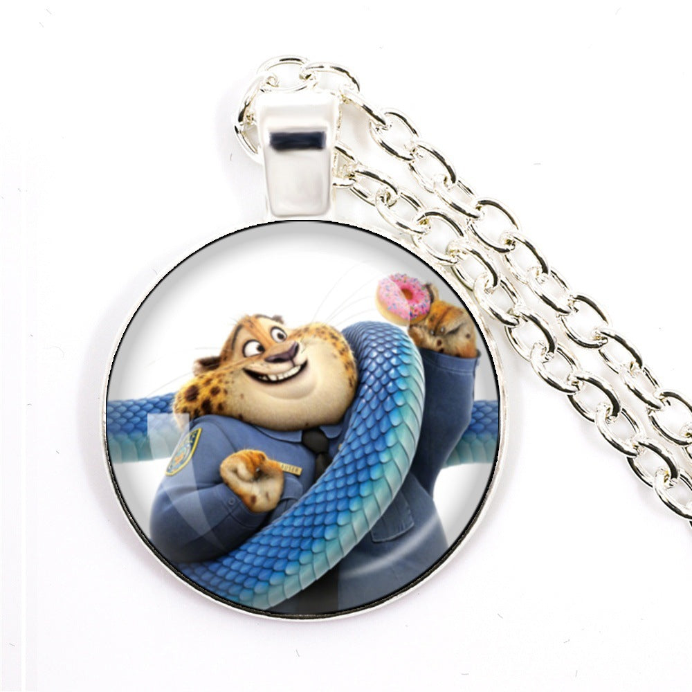 Wholesale Cartoon Cute Animal Time Gem Round Necklace  OLY Exclusive