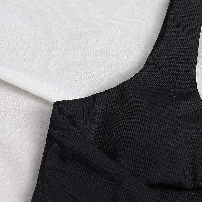 Wholesale Solid Color Pit Strip Split U-Neck Vest Triangle Swimwear