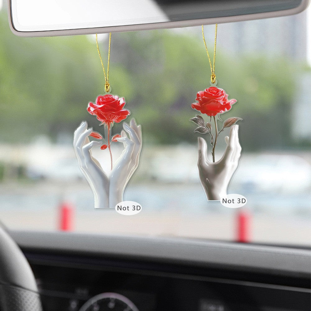 Wholesale Acrylic Interior Car Hanging Ornament  Rose and Woman' s Hand