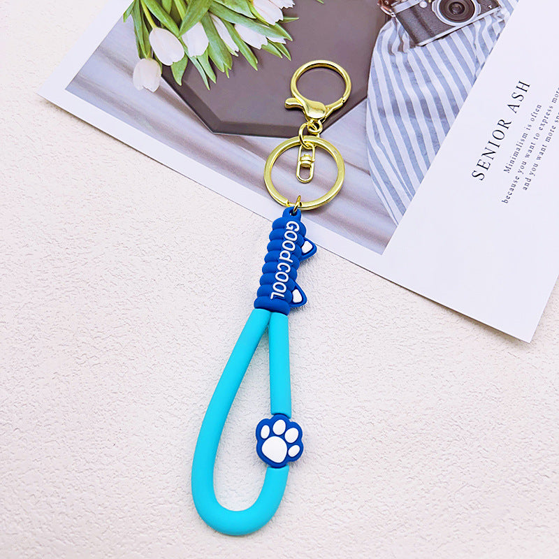 Wholesale Cat Claw PVC Leather Rope Keychain