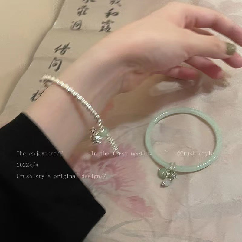 Ping al por mayor una hebilla de hebilla jade jade cristal pulsera de flores con cuentas