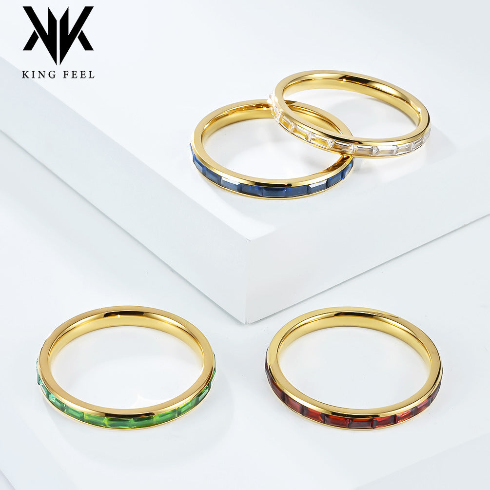 Wholesale  2mm Titanium Steel Diamond Ring