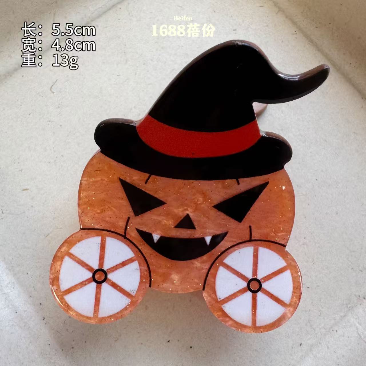Wholesale  Dark Cartoon Hair Claw Clip Pumpkin Ghost Skull Design PVC Small Hair Accessory For Holiday Party Styling