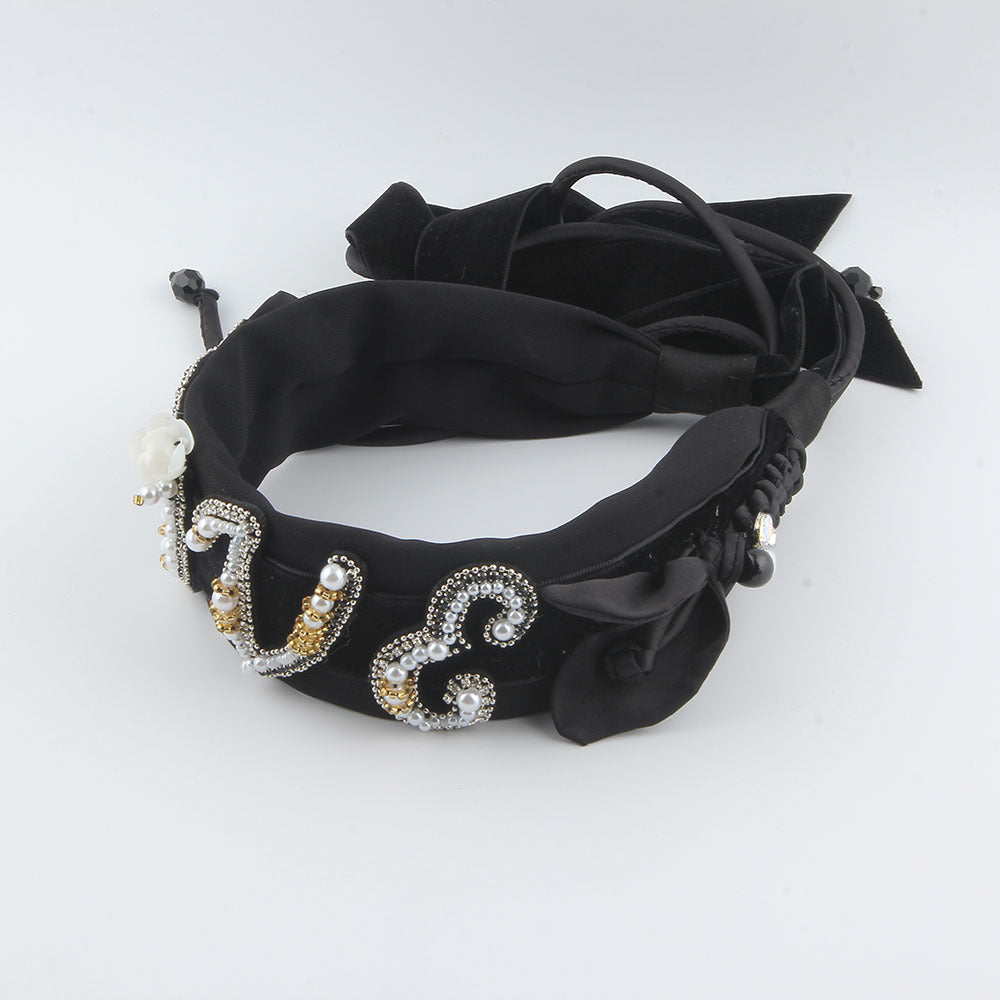 Wholesale Hair Art Pearl Fringe Wide Brim Headband