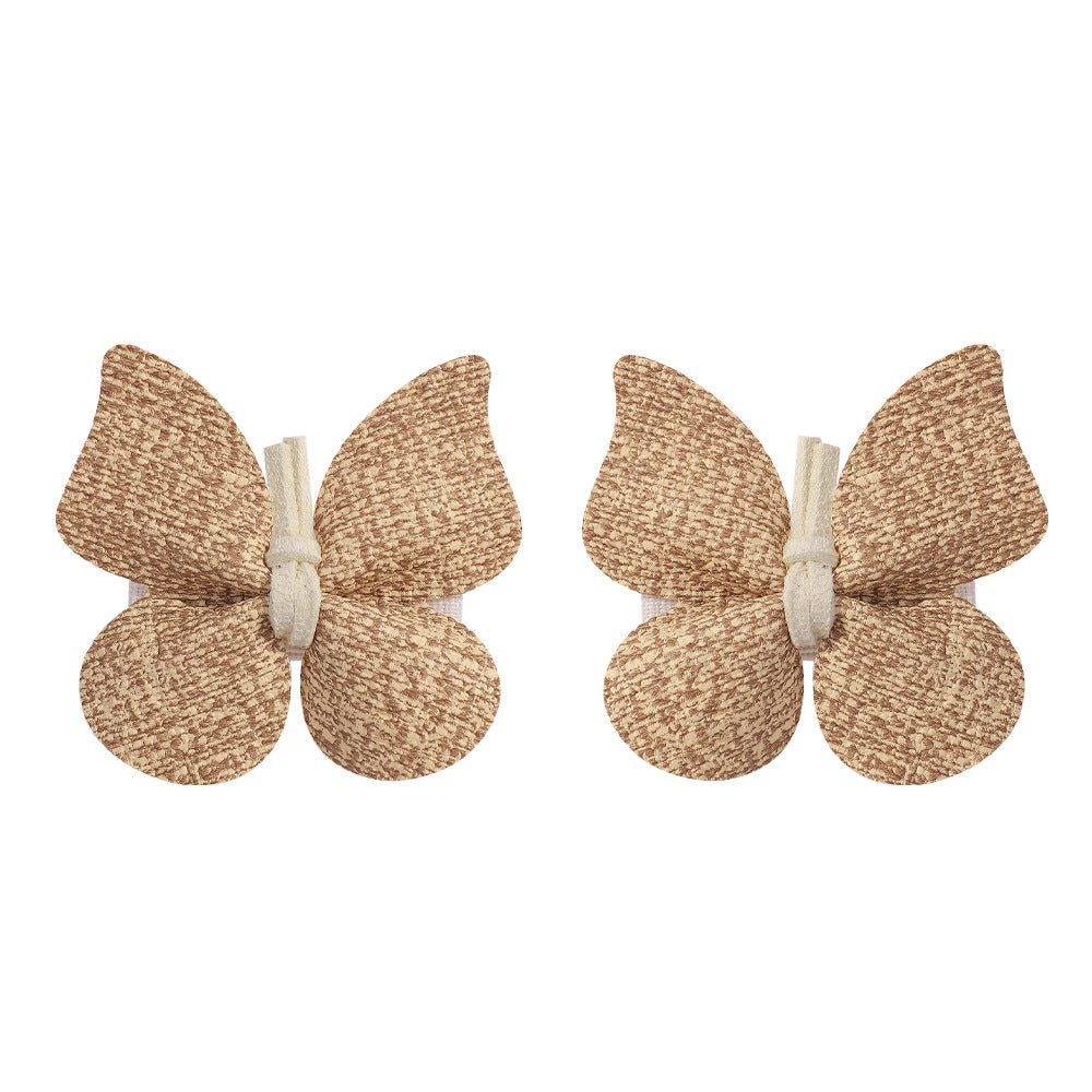 Wholesale PU Leather Handmade Butterfly Hairpin Retro