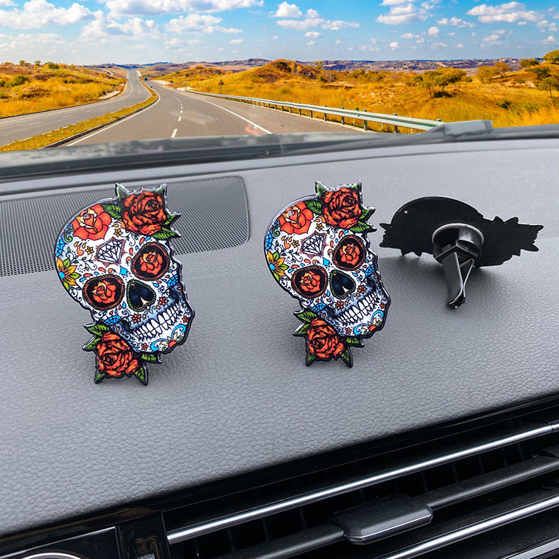 Wholesale Calavera Acrylic Rose Skull Car Air Conditioner Outlet perfume