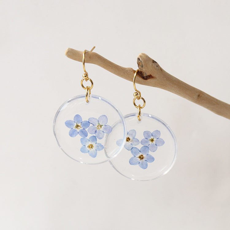 Wholesale 6pcs Everlasting Flower Forget-me-not Round Epoxy Color Earrings