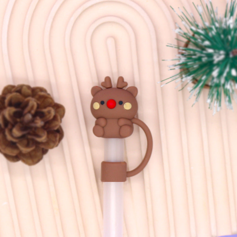 Wholesale Christmas 8MM Silicone Straw Caps