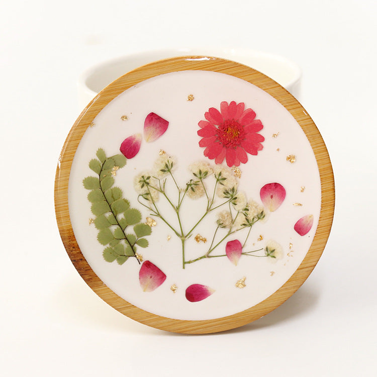 Wholesale 6pcs Resin Dried Flower Rose Conch Creative Ornaments Specimen Bamboo Coaster
