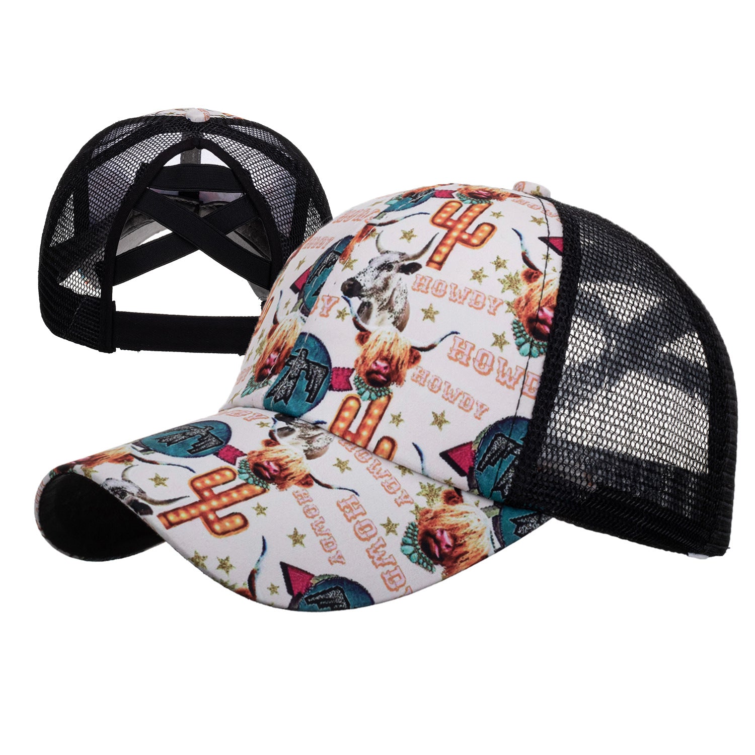 Wholesale Graffiti striped cross mesh baseball cap