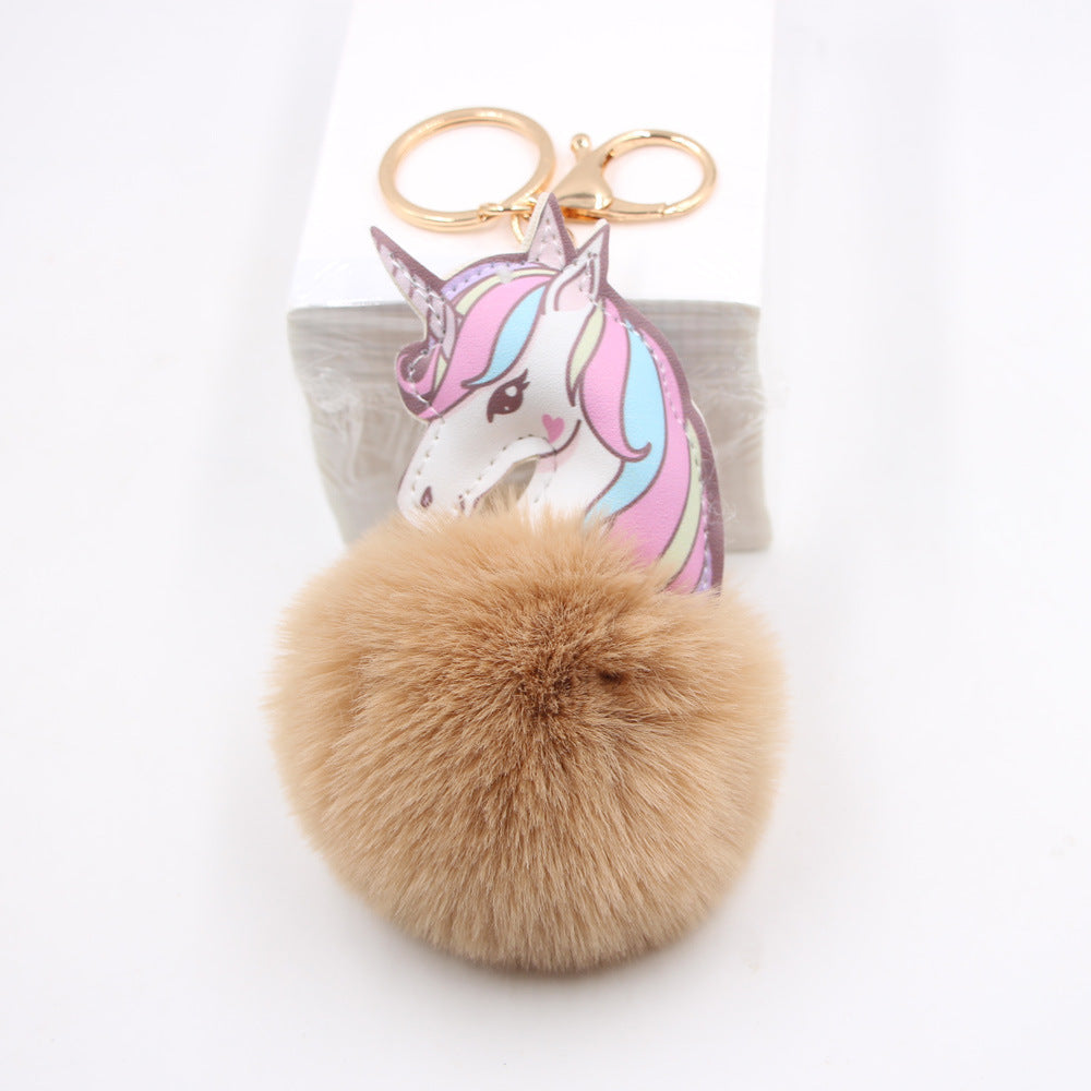Wholesale Unicorn Fur Ball Car Keychain Bag Charm Pendant Cute Cartoon Toy Decorative Accent For Everyday Use Party Boutique