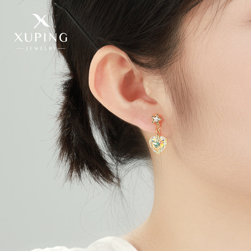 Wholesale Crystal Imitation Series Love Pentagram Cold Wind Exquisite Fashion Sweet and High End Earrings