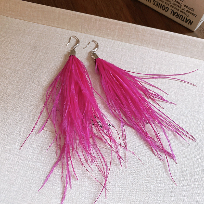 Wholesale Diamond studded bow feather tassel earrings