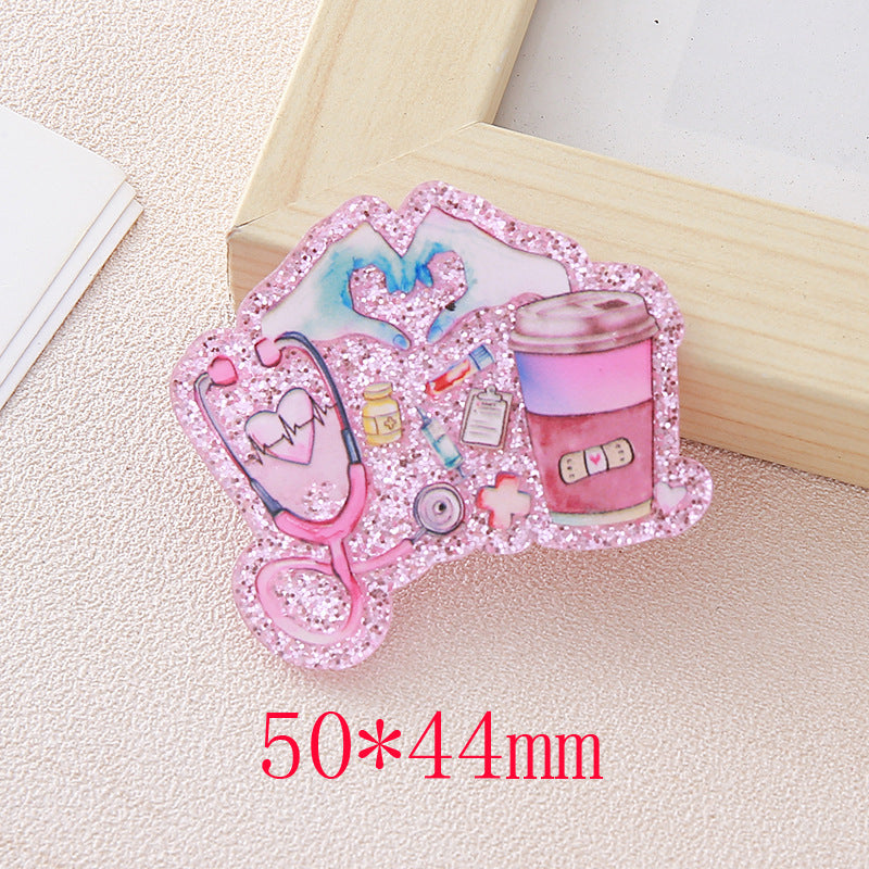 Wholesale 10pcs Cartoon Medical Staff Name Badges  Acrylic Flatback