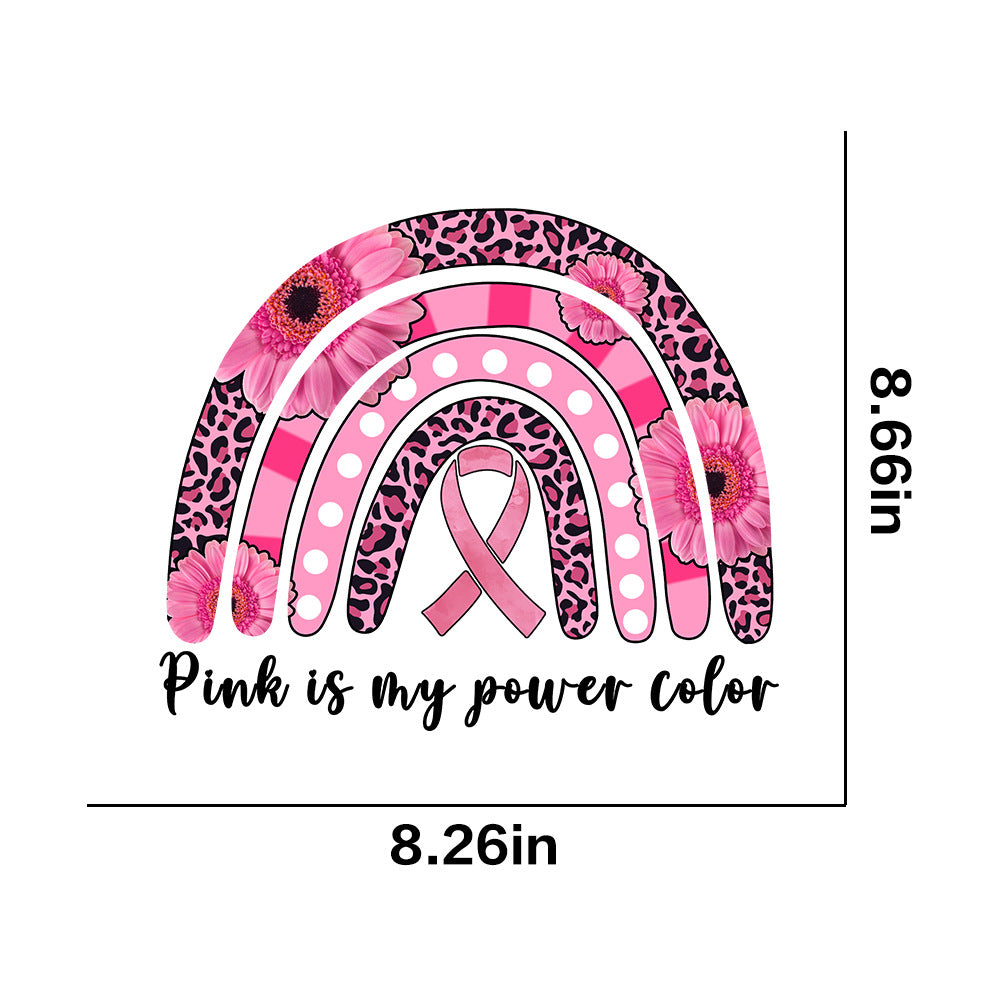 Wholesale Pink ribbon letter lip pattern UV DTF Ready to Press Transfers Wraps