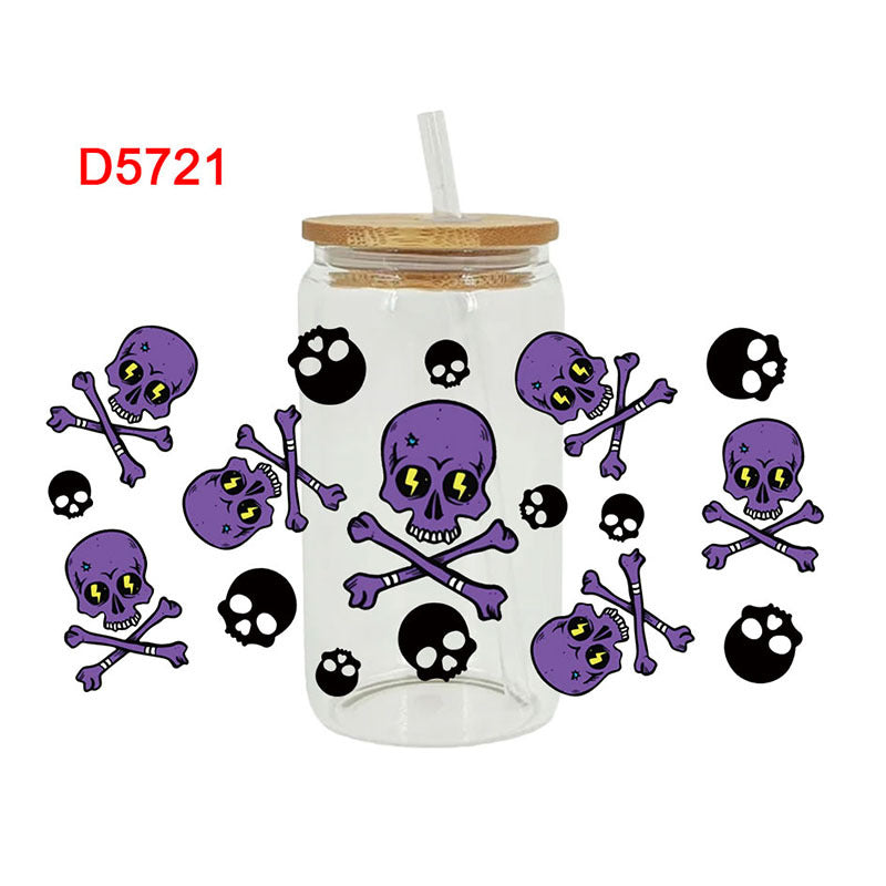 Wholesale Pumpkin Ghost Skeleton Halloween 16oz Cup UV DTF Wraps