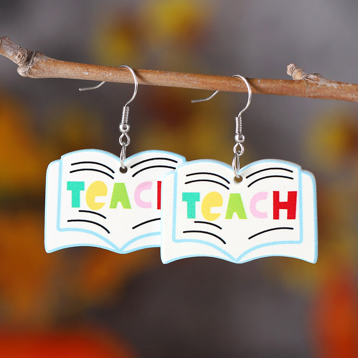 Wholesale  New School Season Books Apple Pendant Earrings Back to School Season Acrylic Teachers' Day Graduation Season Earrings