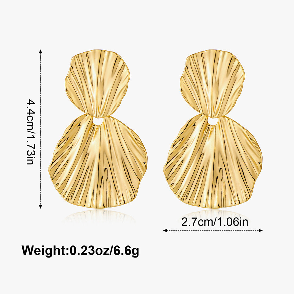Wholesale Golden circular geometric texture earrings