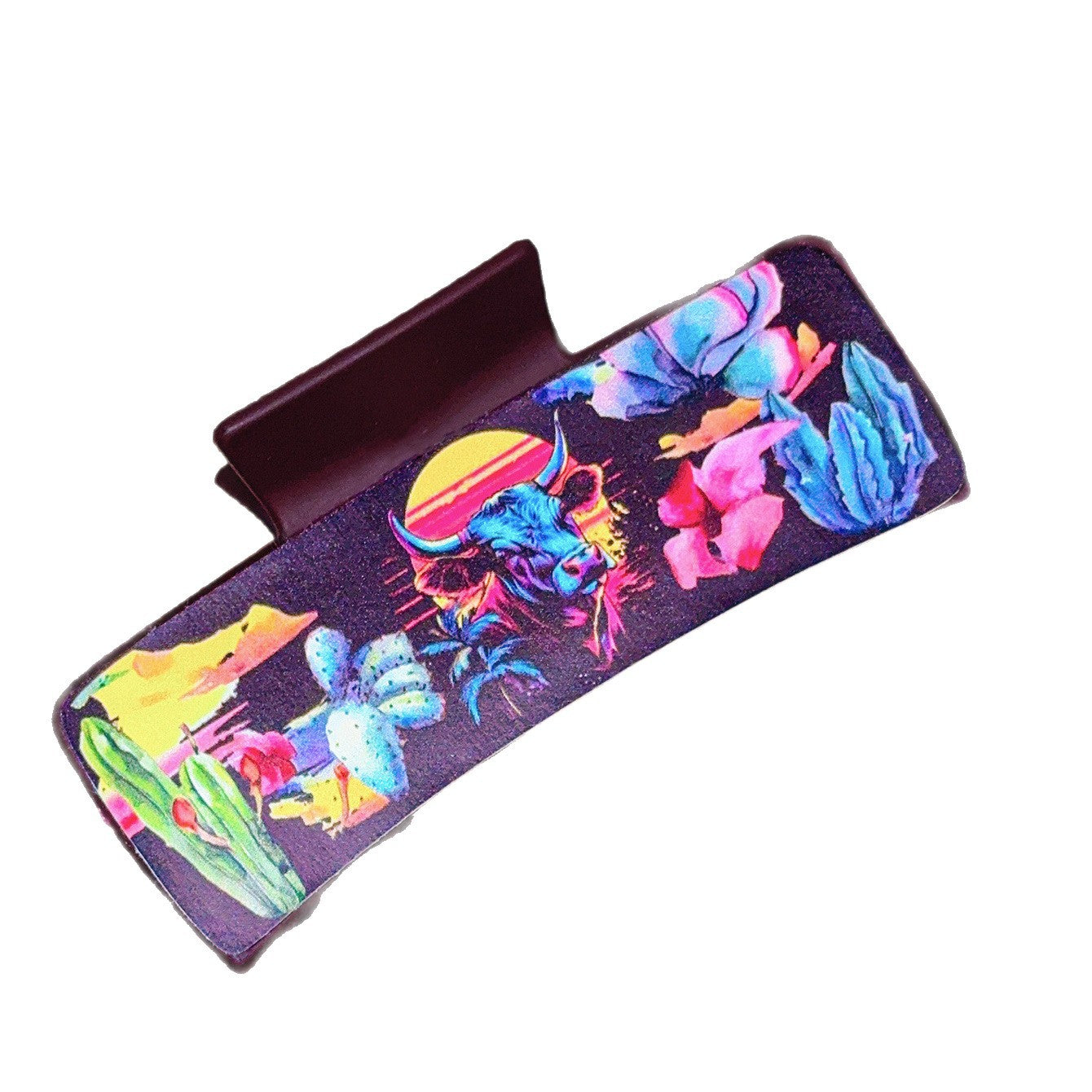 Wholesale  Bohemian Shark Clip with Western Cowboy Cowhead Square Leather Grip