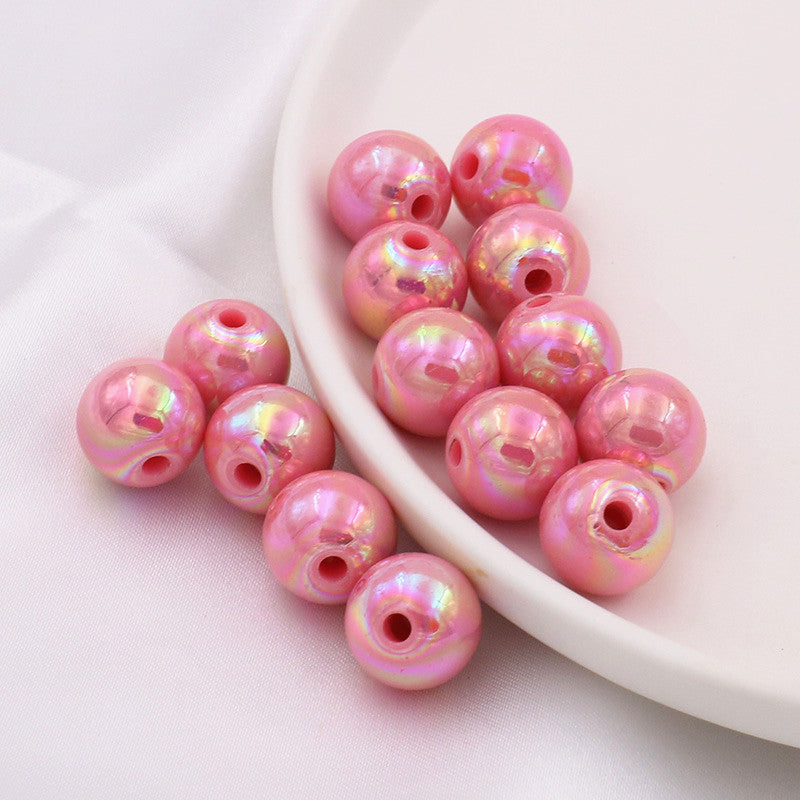 Wholesale 20pcs DIY Jewelry Accessories 14mm Acrylic AB Color Straight Hole Round Beads
