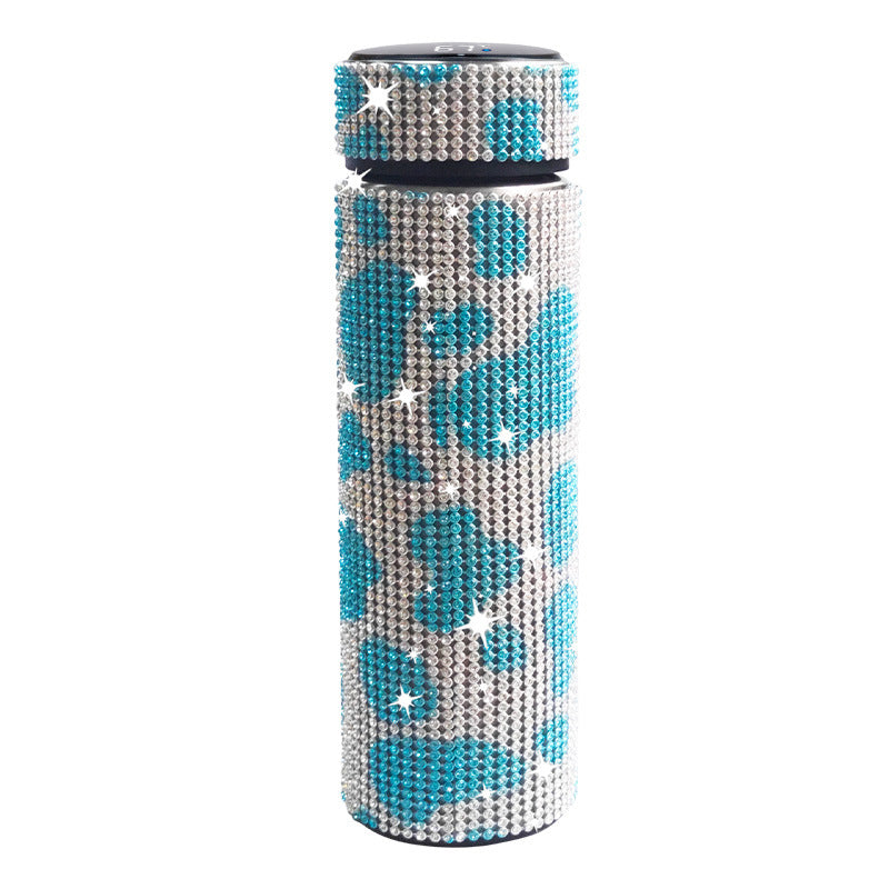 Wholesale 17oz Stainless Steel Diamond-encrusted Smart Thermos Cup with LED Temperature Display Straight Tumbler Cup