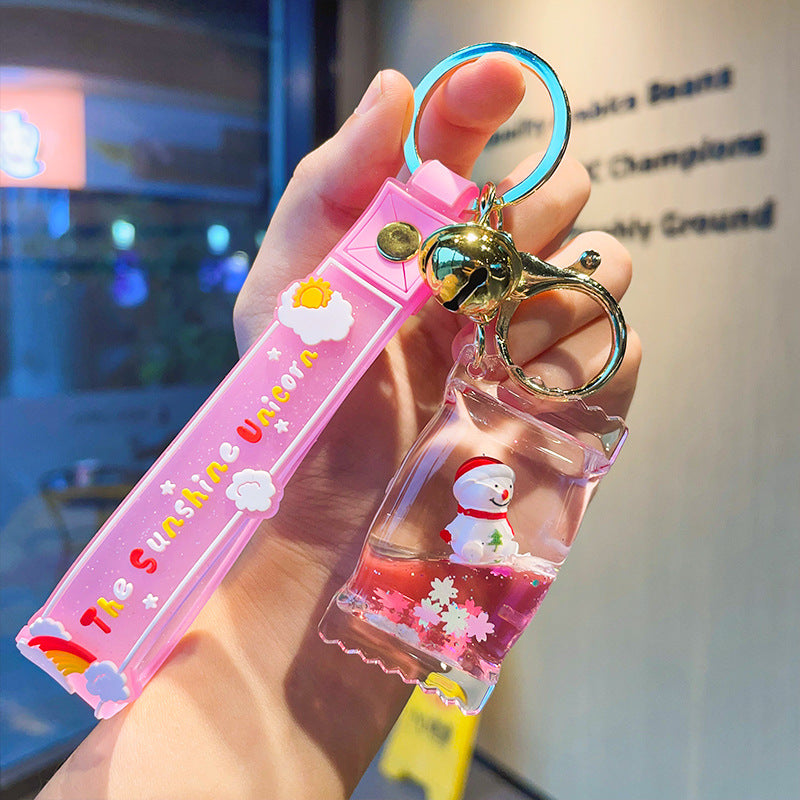 Wholesale Acrylic Floating Christmas Cartoon Acrylic Liquid Keychain