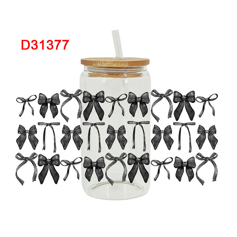 Wholesale colorful bow  16oz Cup UV DTF Wraps