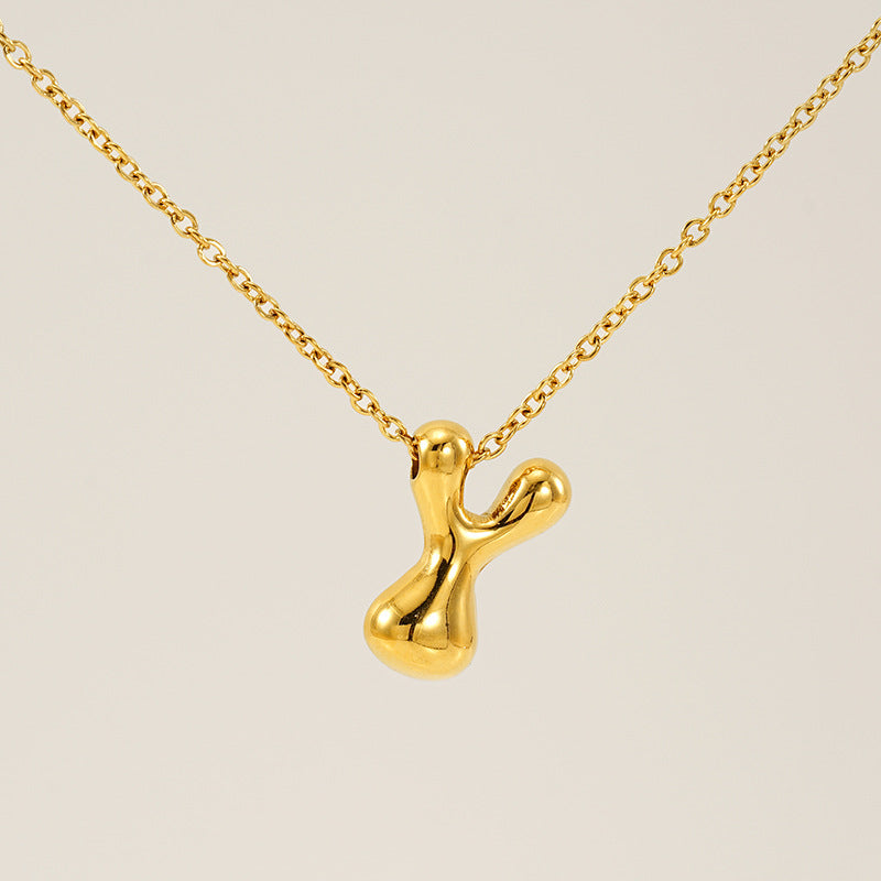 Wholesale Glossy bubble letter necklace for women 26 English letter pendants