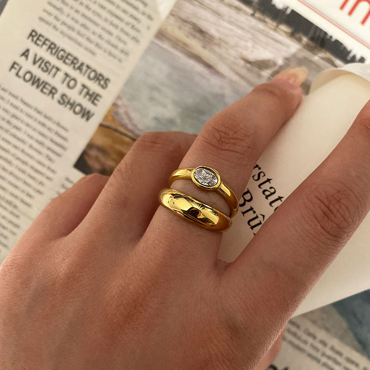 Wholesale Titanium Steel Retro Pearl Zircon Rings