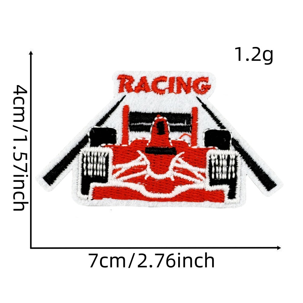 Wholesale Black and White Racing Flag Series Embroidery DIY Patches