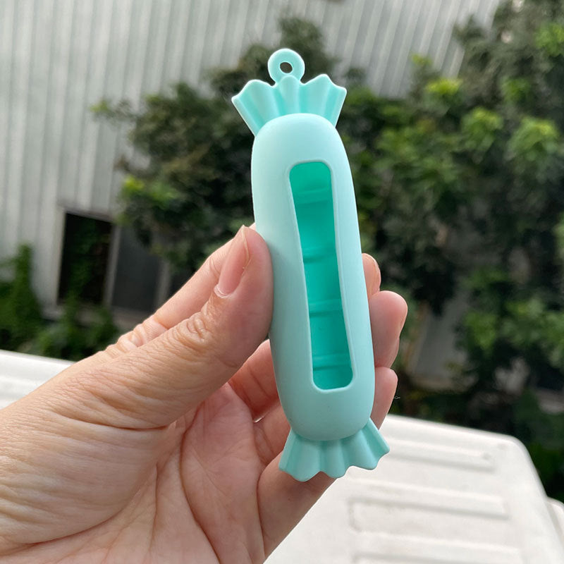 Wholesale Lipstick case silicone protective case bow lipstick bag keychain