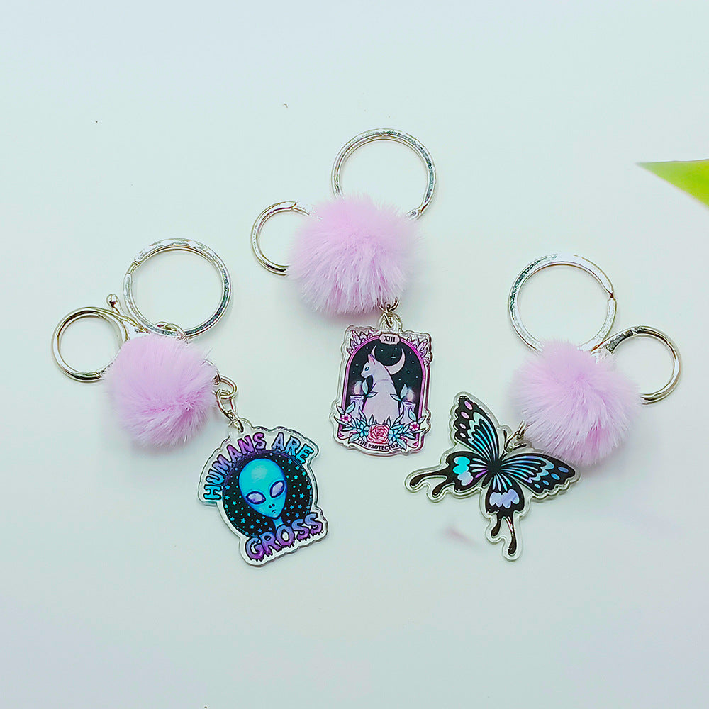 Llavero de alce de mariposa acrílica acrílica al por mayor