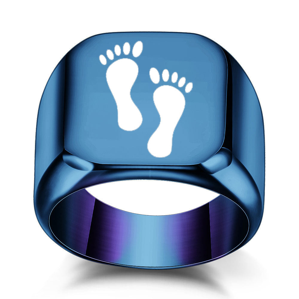 Wholesale Fashionable and simple Mother's Day gift mother and child footprints titanium steel ring