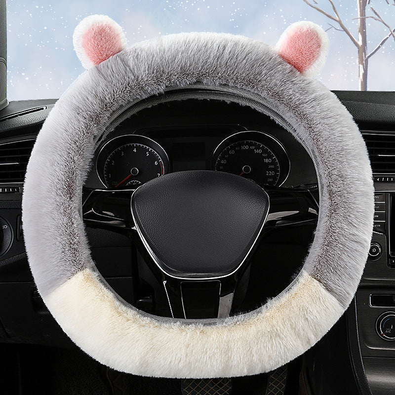 Wholesale Autumn and Winter Plush Bunny Protective Cover Handlebar Cover