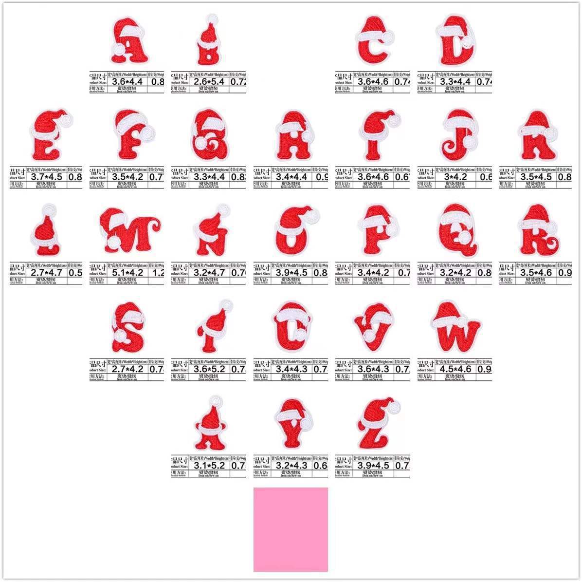 Wholesale Christmas 26 Letter Embroidery Patch Set Iron On DIY For Clothing Towels Gift
