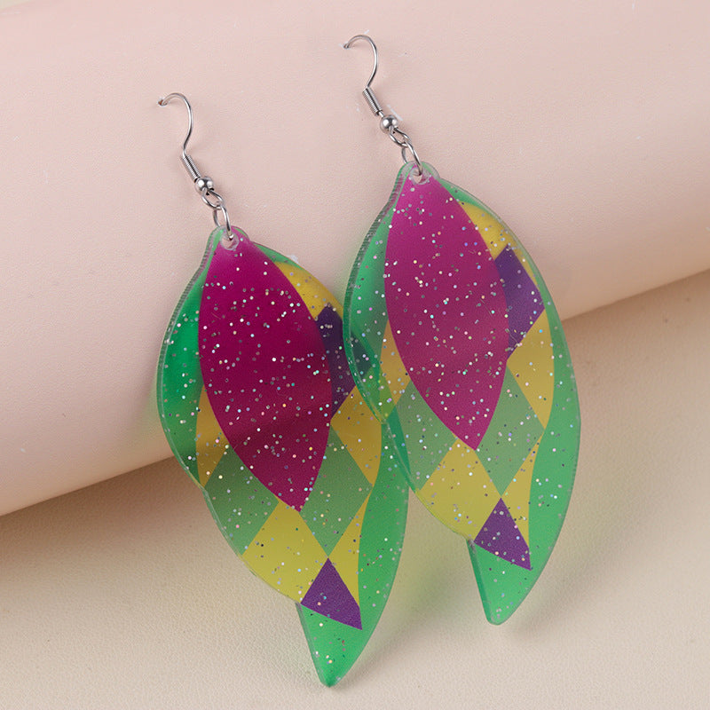 Wholesale Carnival water-saving droplet shaped acrylic tassel earrings