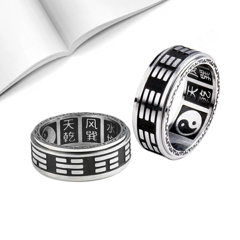 Wholesale Rotatable Gear Electroplated Black Gold Minus Stainless Steel Ring