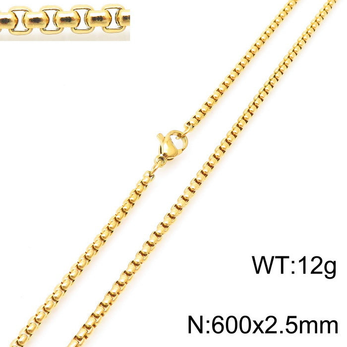Wholesale Electroplated 18K Gold Square Pearl Stainless Steel Multi-Specification Necklaces