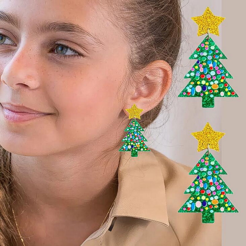 Wholesale Christmas Tree Rainbow Koala Dinosaur Cactus Acrylic Earrings