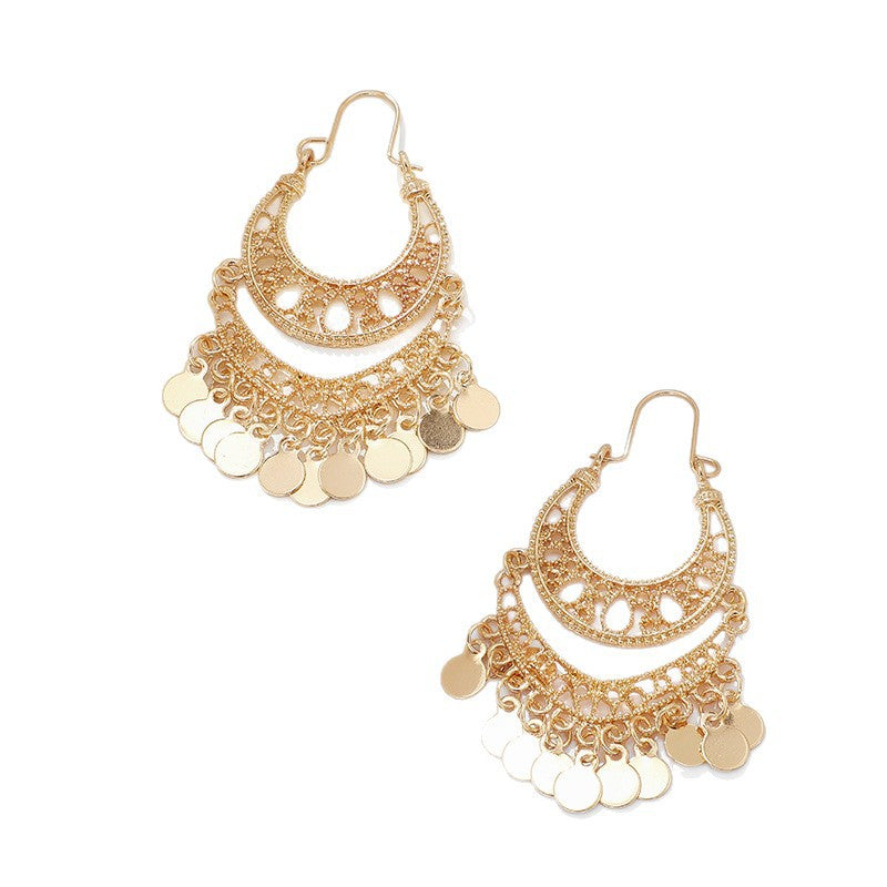 Wholesale Circular hollow crescent  Vintage Earrings