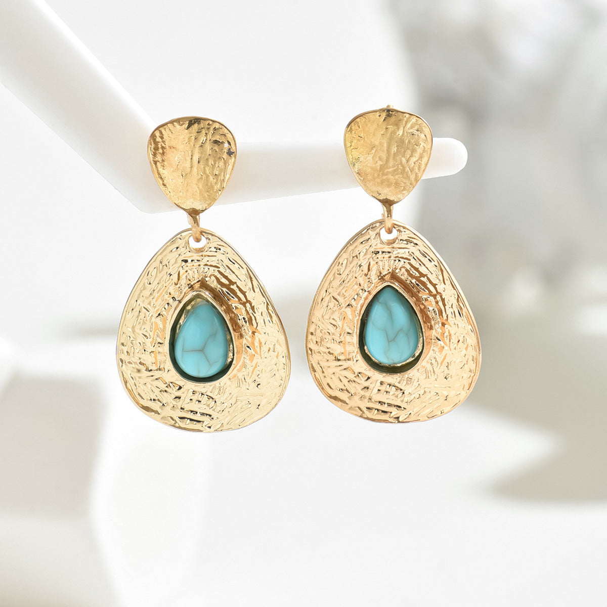 Wholesale Geometric retro design turquoise stud earrings