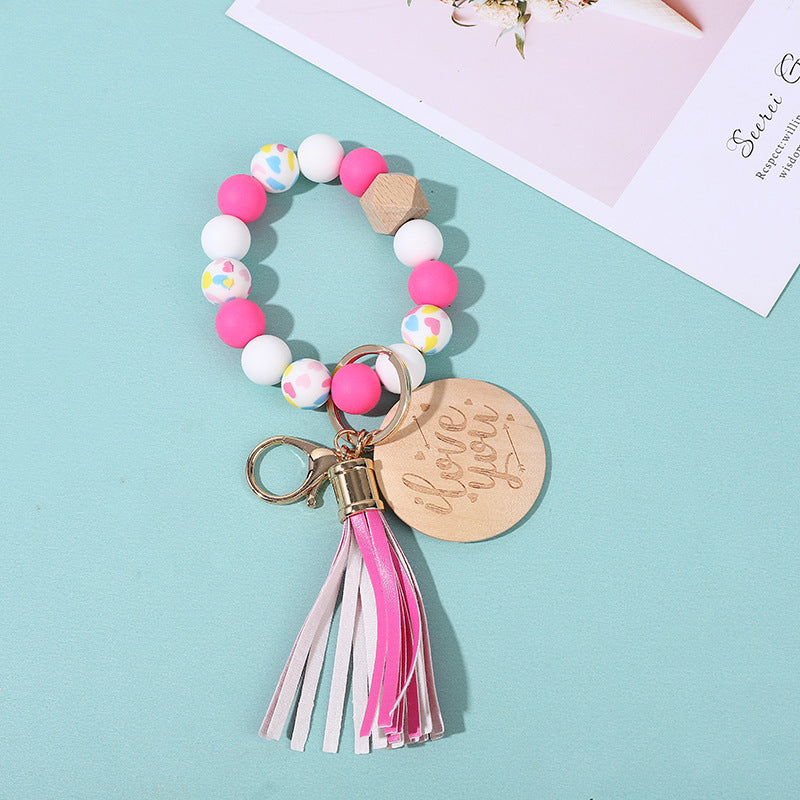 Wholesale Colorful Silicone Beaded Wrist Keychain