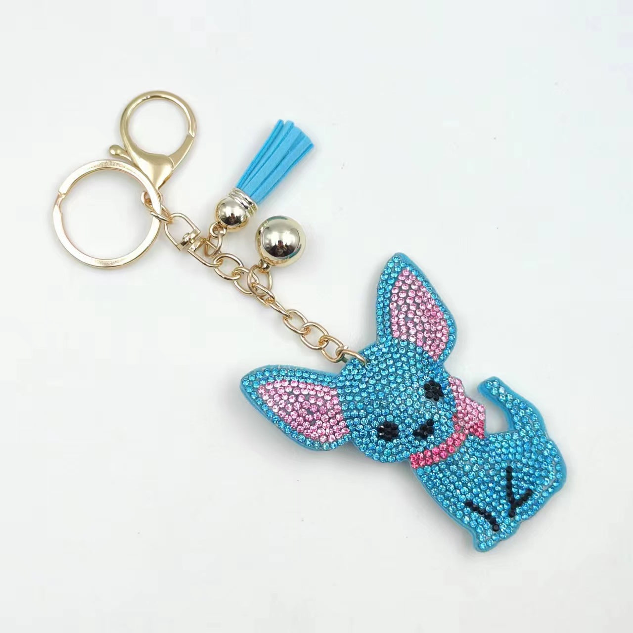 Wholesale  Cartoon Cute Cat Hot Diamond Cat  Tassel  Alloy Keychain