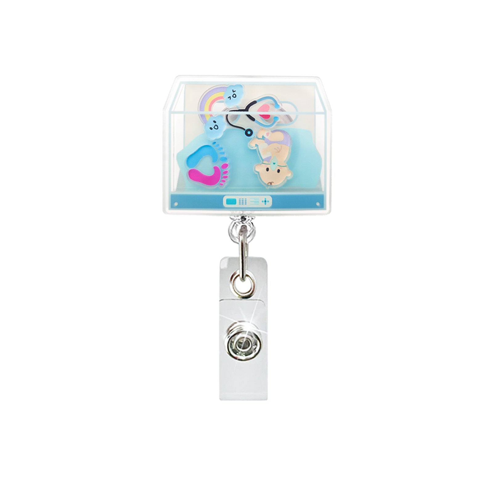 Wholesale Quicksand acrylic badge reel retractable easy to pull