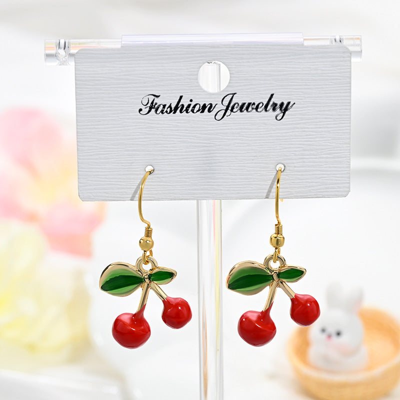 Wholesale Red cherry earrings exquisite cute pendant